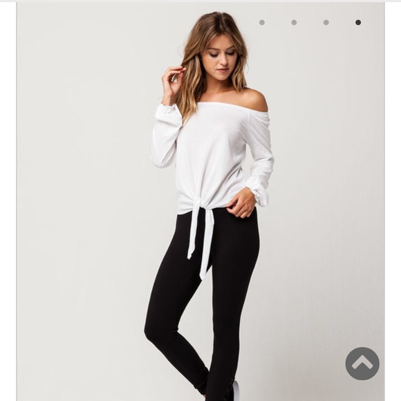 White Off-Shoulder Front Tie Top - Picture 2 of 4